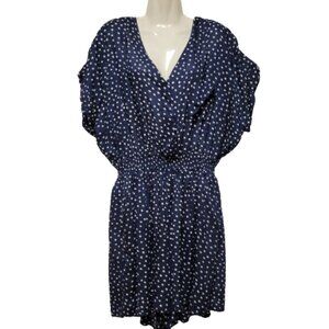 Romper Blue and White Polka Dot Romper Dress  Size L - NEW!